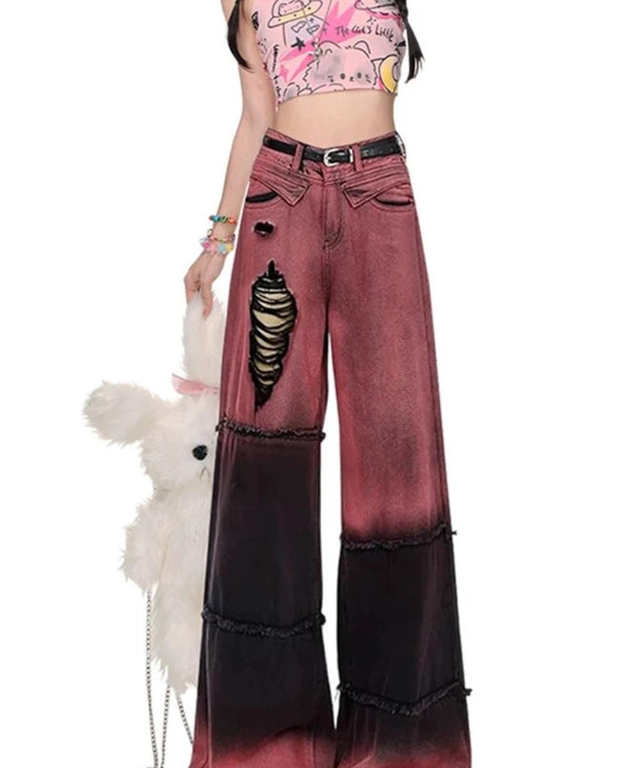 Ombre Spiral Grunge Flare Pants - Pants