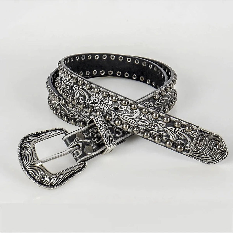 Retro Ornate Western Studded Belt Shoptery