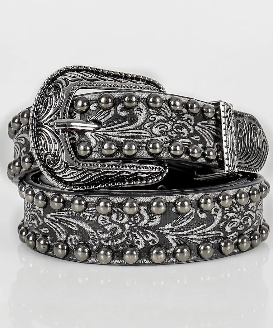 Ornate Western Studded Belt - 