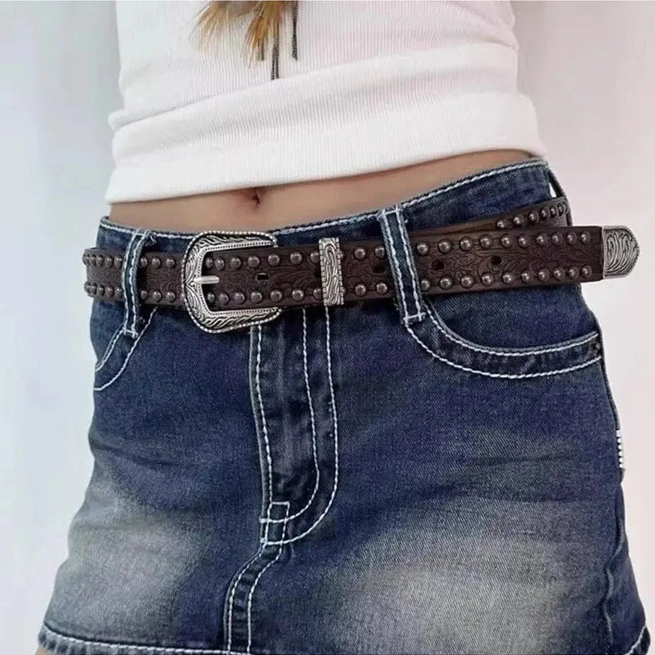 Retro Ornate Western Studded Belt Shoptery