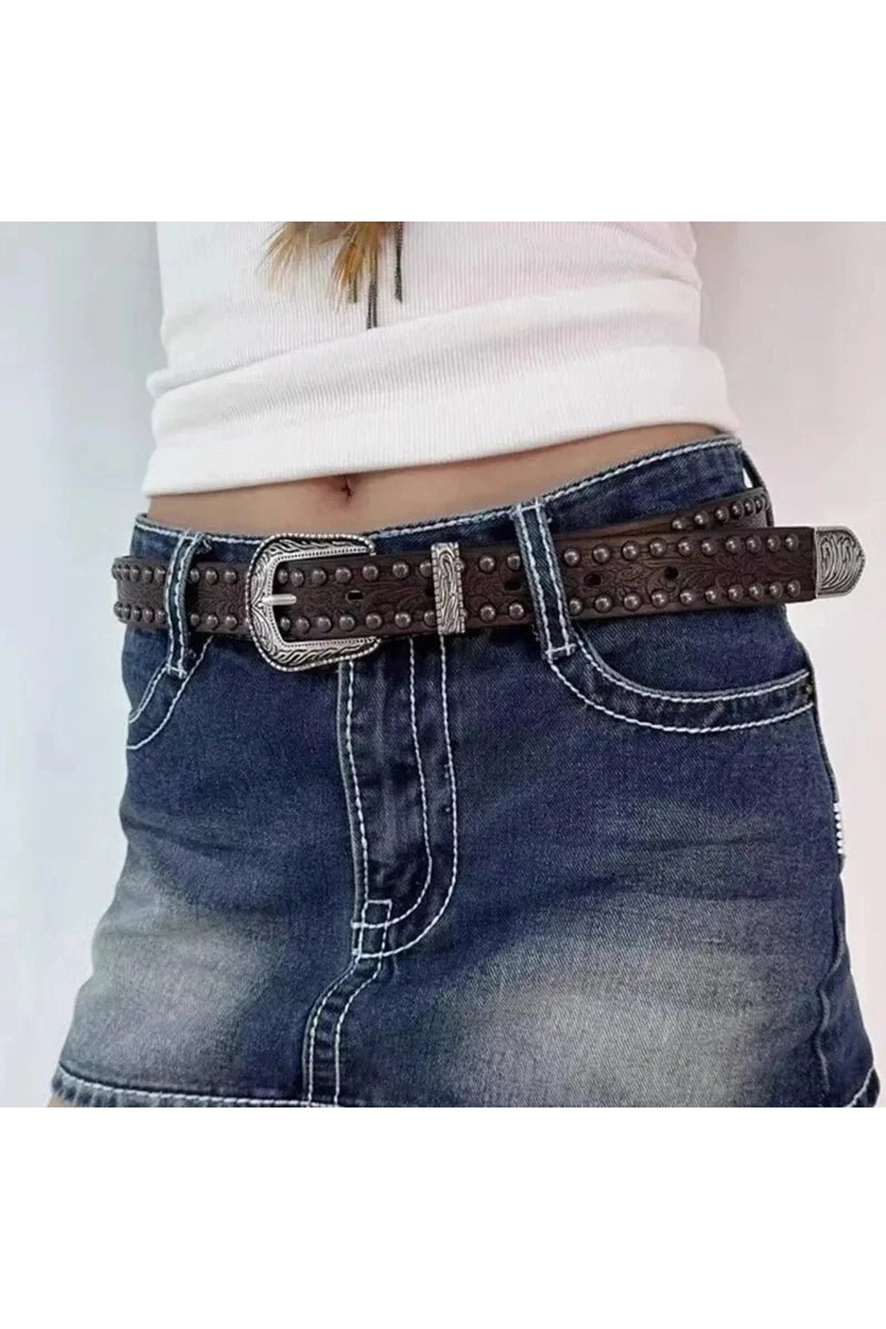 Retro Ornate Western Studded Belt Shoptery