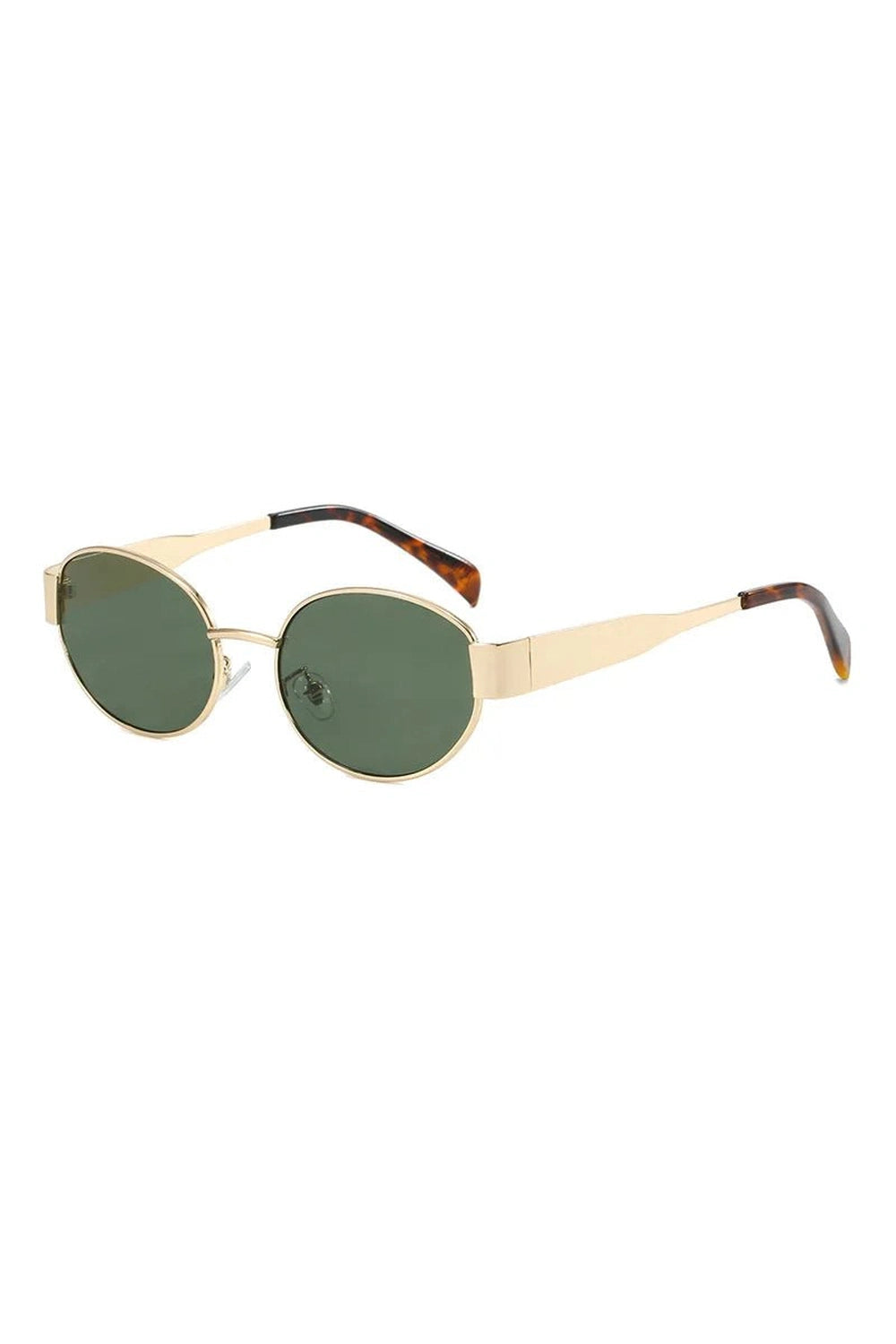 Retro Oval Frame Sports Glasses Gold Green picture color Shoptery