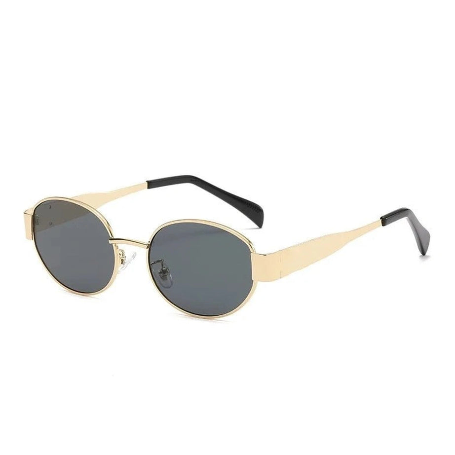Retro Oval Frame Sports Glasses Gold Gray picture color Shoptery