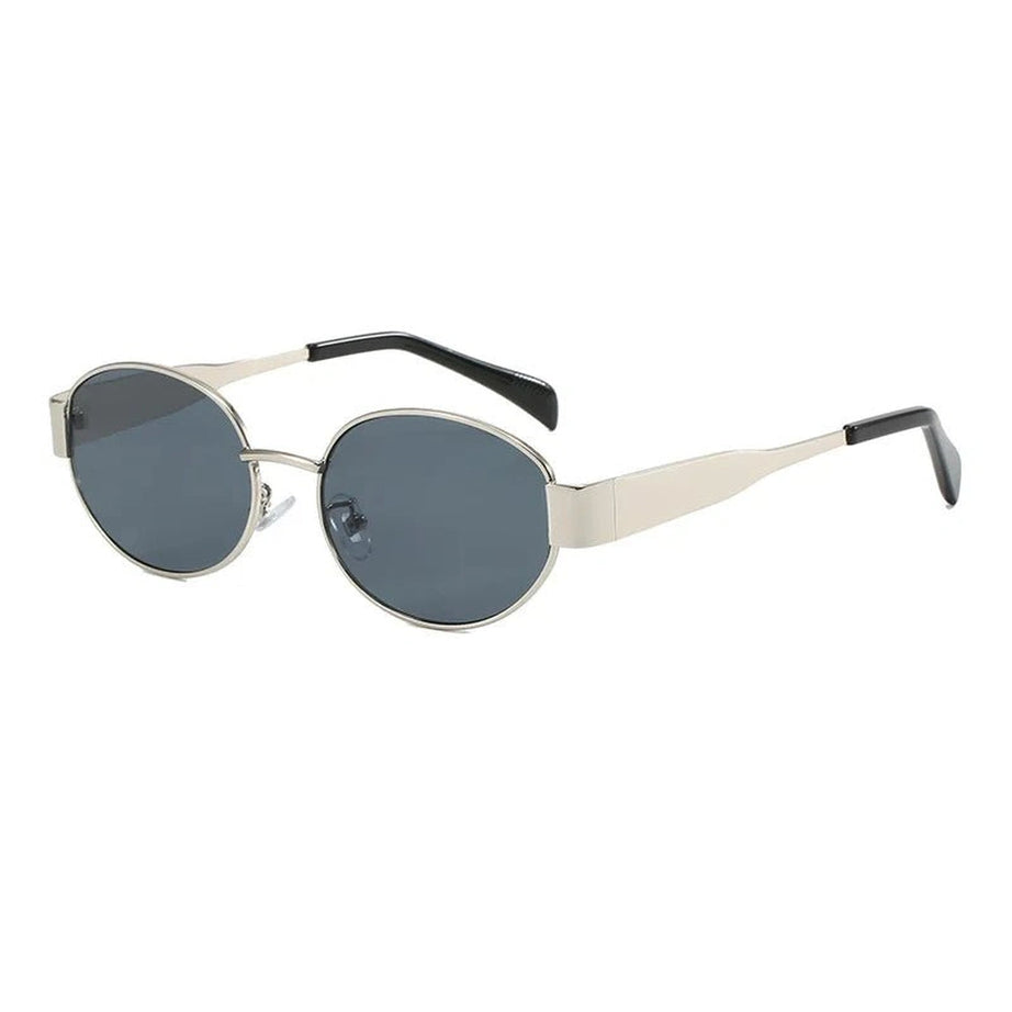 Retro Oval Frame Sports Glasses Silver Gray picture color Shoptery