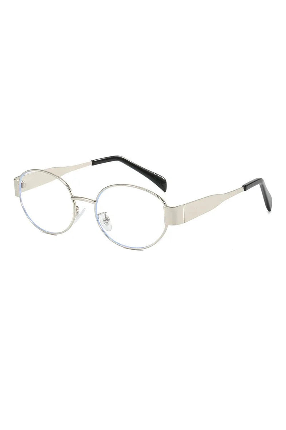 Retro Oval Frame Sports Glasses Silver Clear picture color Shoptery
