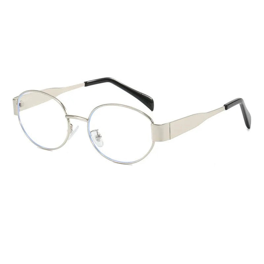 Retro Oval Frame Sports Glasses Silver Clear picture color Shoptery