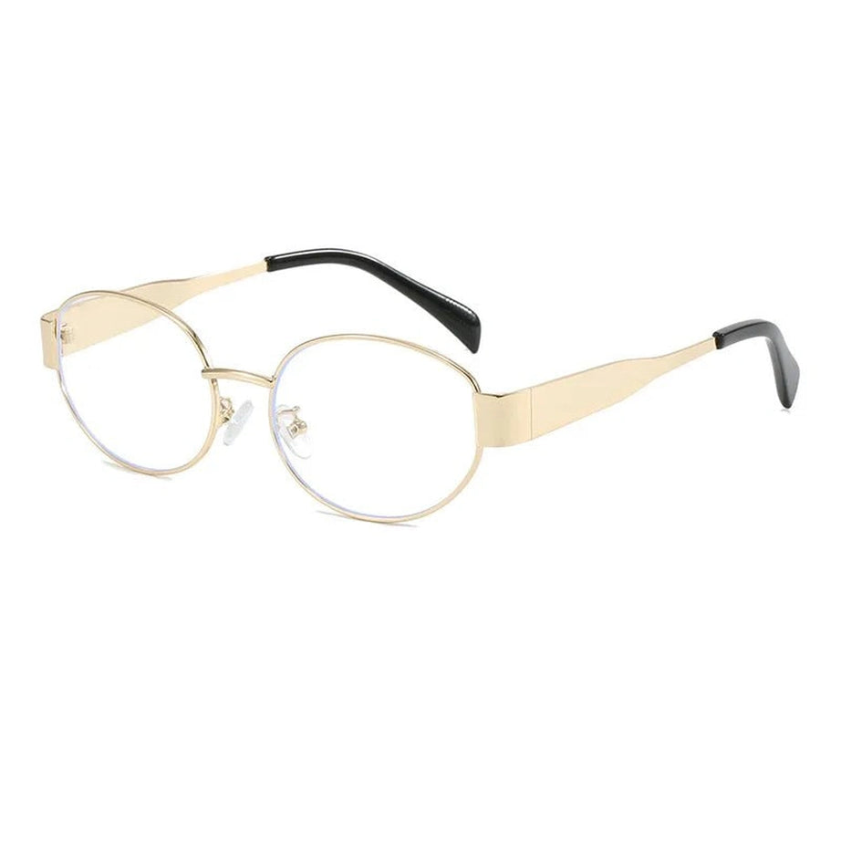 Retro Oval Frame Sports Glasses Gold Clear picture color Shoptery