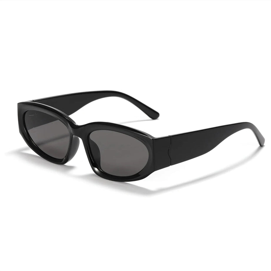 Retro Oval Sunglasses Black Black picture color Shoptery