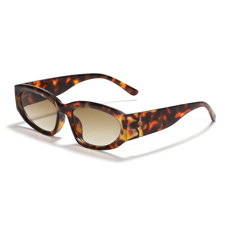 Retro Oval Sunglasses Leopard Tea picture color Shoptery