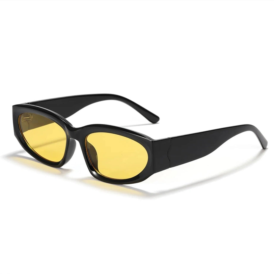 Retro Oval Sunglasses Black Yellow picture color Shoptery