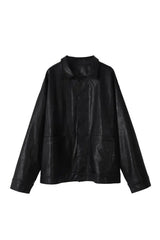Alt Fall Oversized Black Leather Shirt Jacket Shoptery