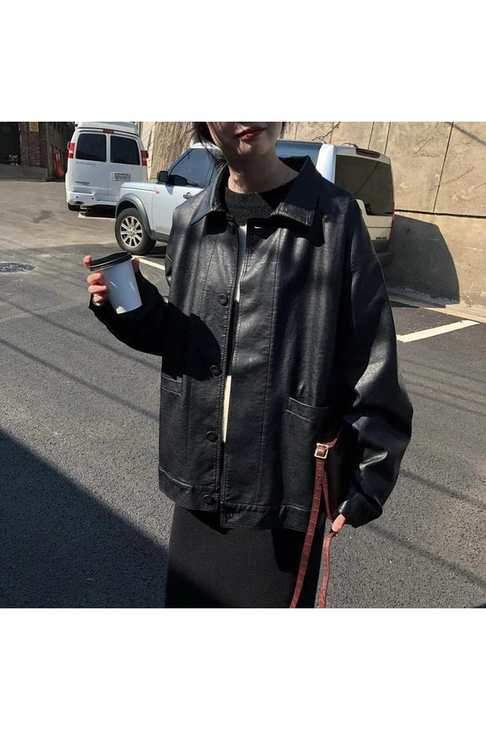 Alt Fall Oversized Black Leather Shirt Jacket Shoptery