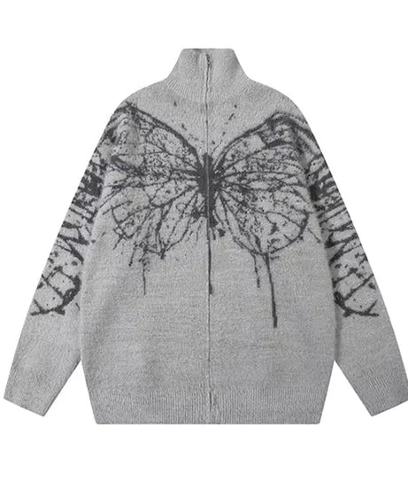 Oversized Butterfly Grunge Sweater - Sweaters