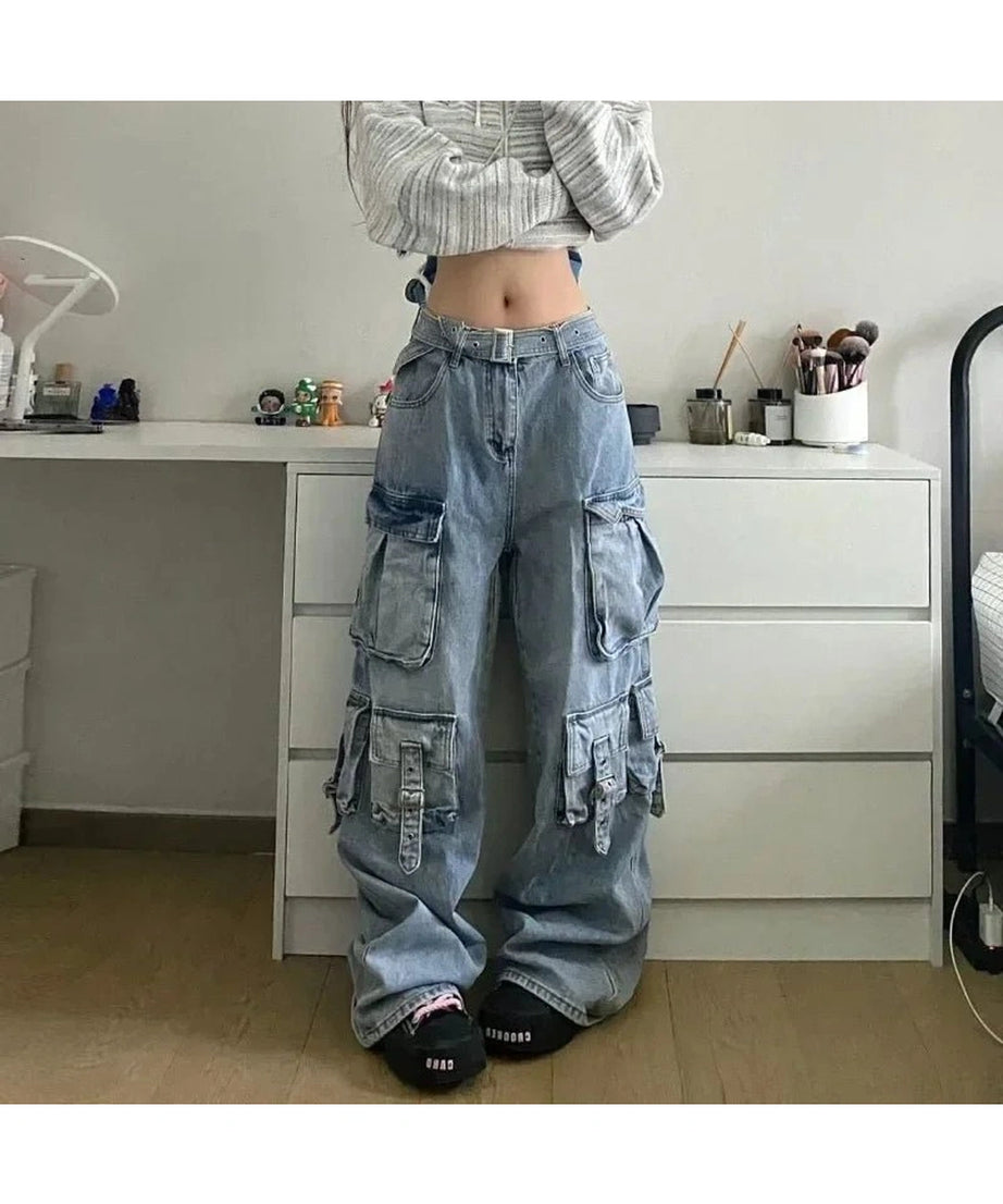 Oversized Cargo Denim Pants -