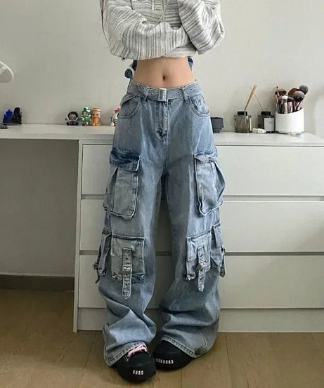 Oversized Cargo Denim Pants -