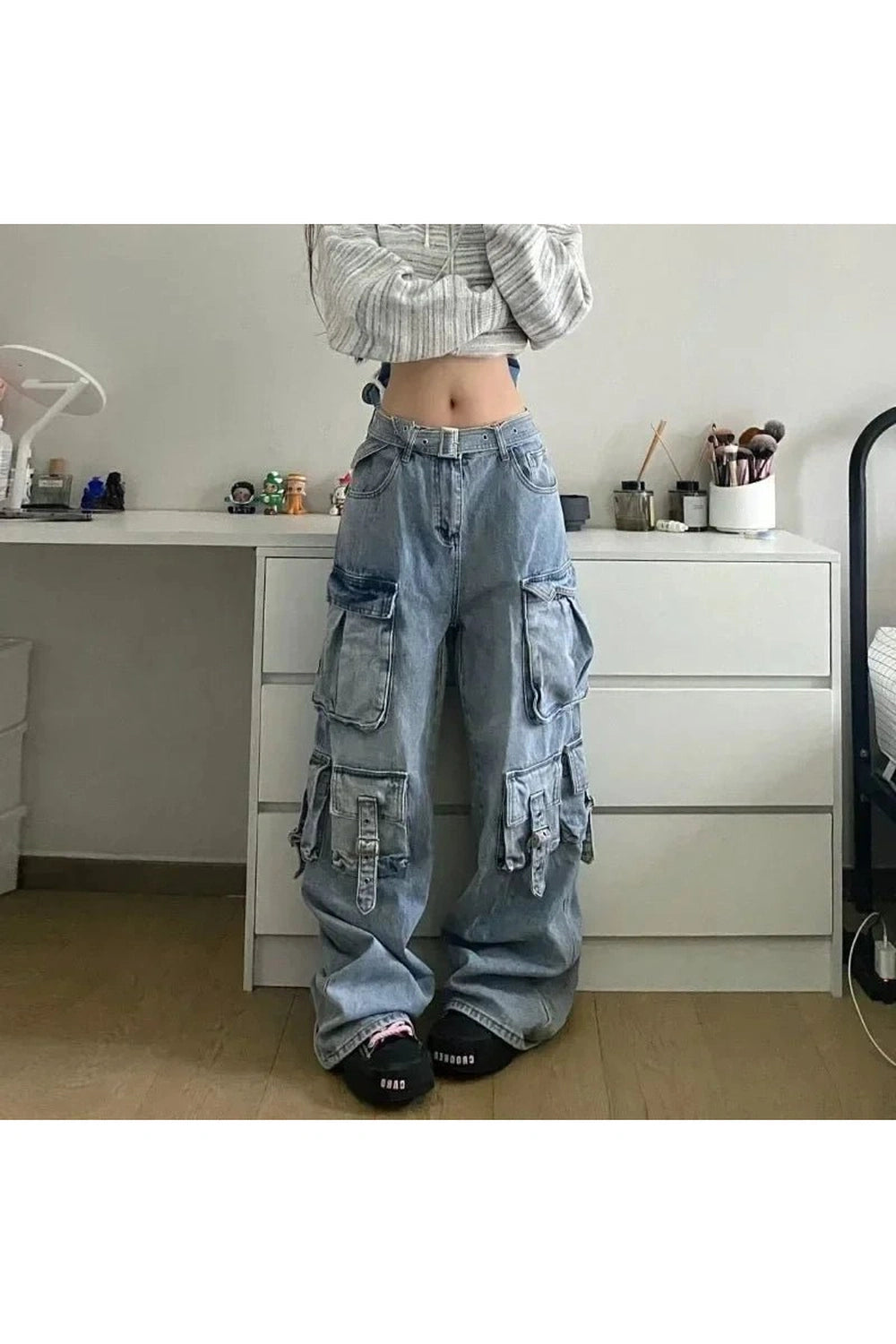 Oversized Cargo Denim Pants -