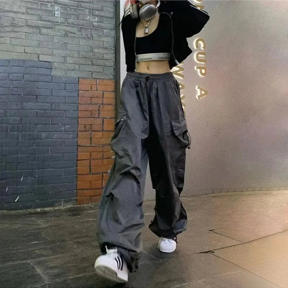 Y2k Oversized Cargo Joggers gray Shoptery