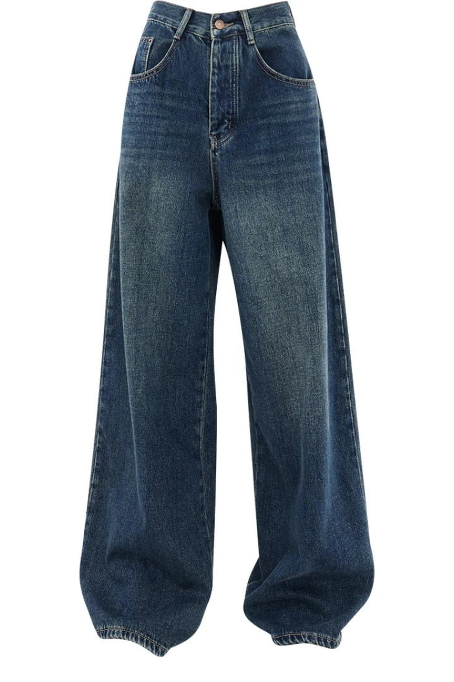 Oversized Dark Wash Wide - Leg Jeans - Jeans