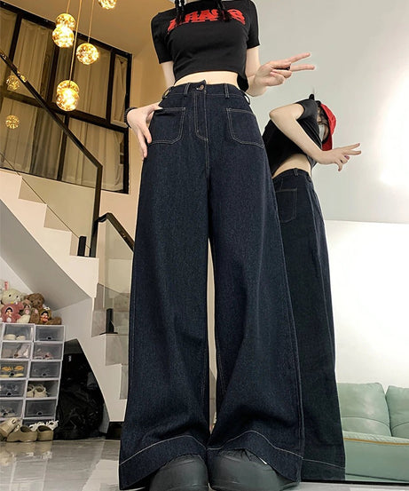 Oversized Denim Palazzo Pants - Jeans