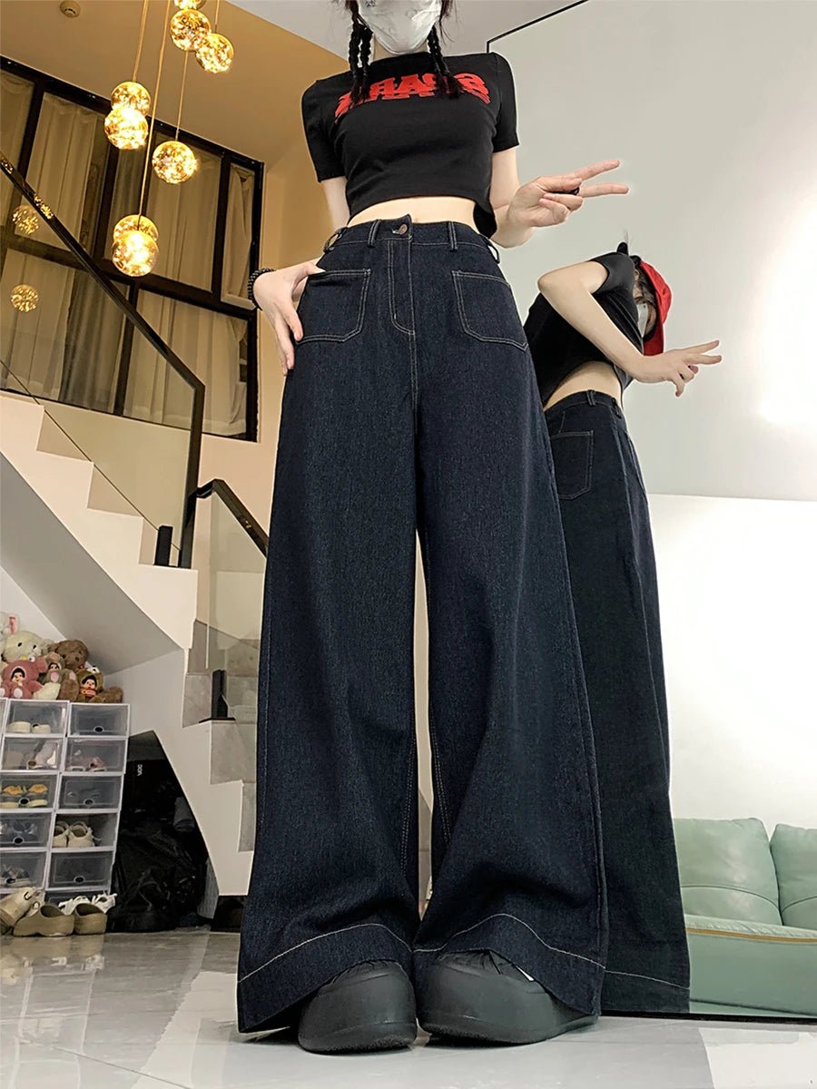 Oversized Denim Palazzo Pants - Jeans