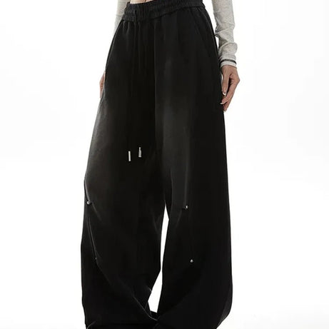 Y2k Oversized Drawstring Lounge Pants Black Shoptery