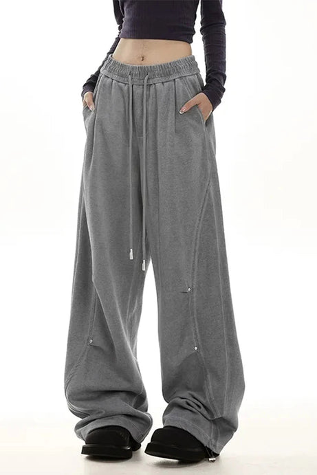 Oversized Drawstring Lounge Pants - Pants