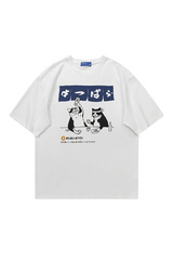 Aesthetic Oversized Drinking Cat T-shirt White Shoptery