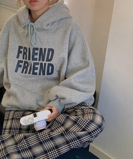 Oversized Friend Graphic Hoodie - Hoodies