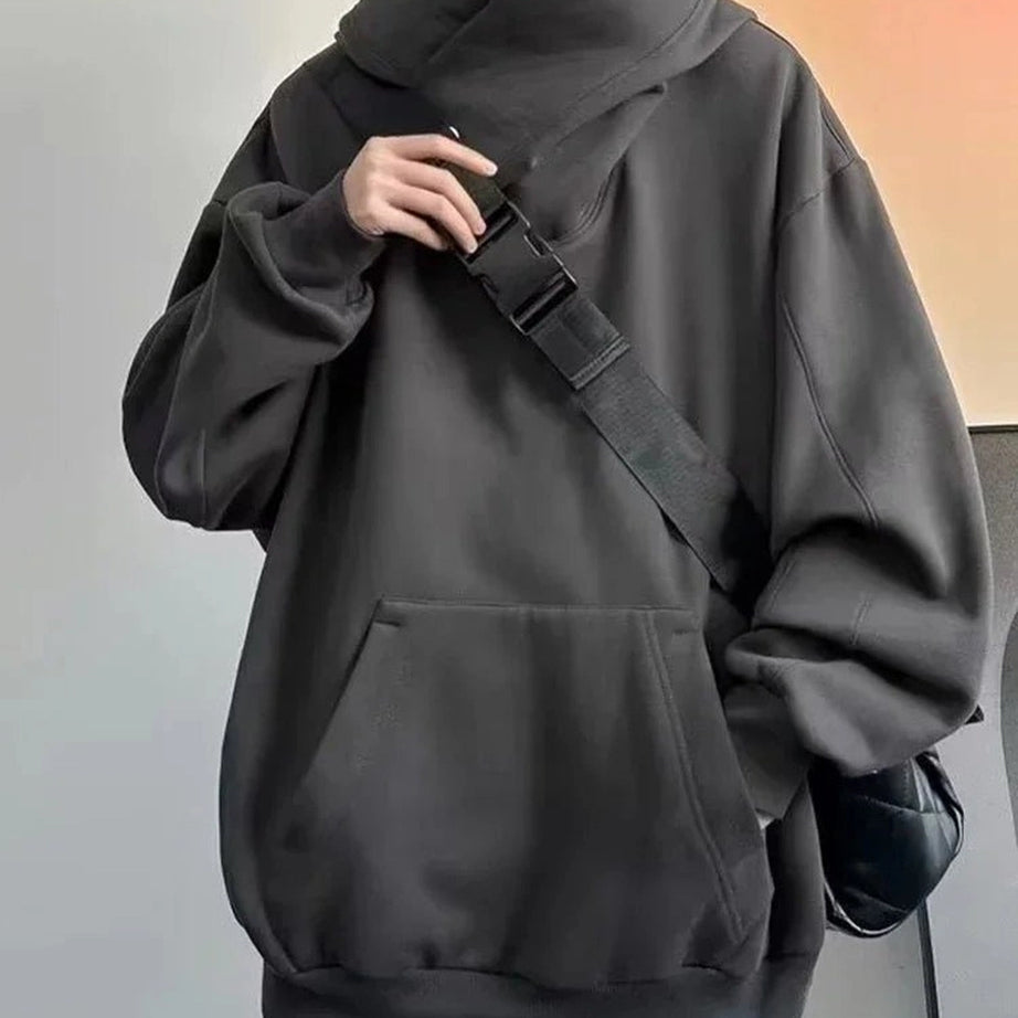Acubi Oversized Futuristic Hoodie Dark Grey Shoptery