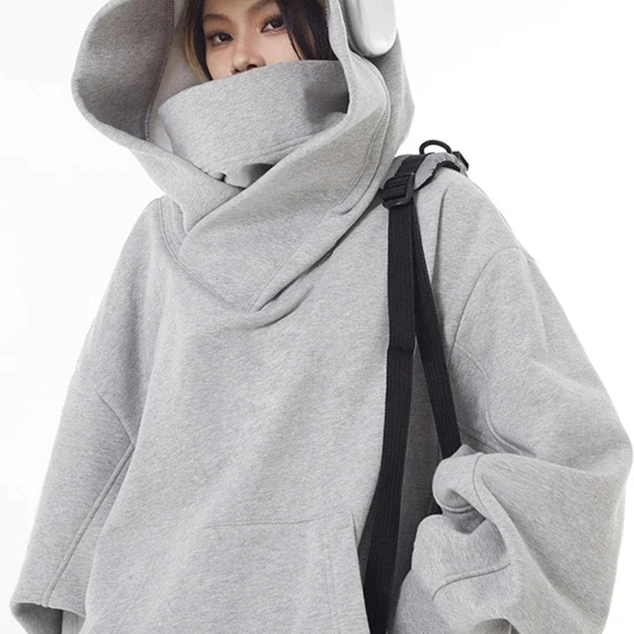Acubi Oversized Futuristic Hoodie GRAY Shoptery