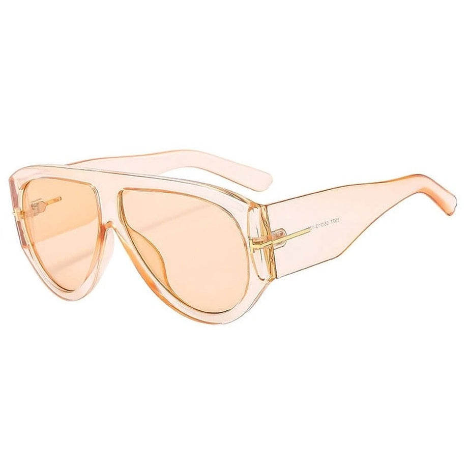 Retro Oversized Pilot Sunglasses Clear Tea picture color Shoptery