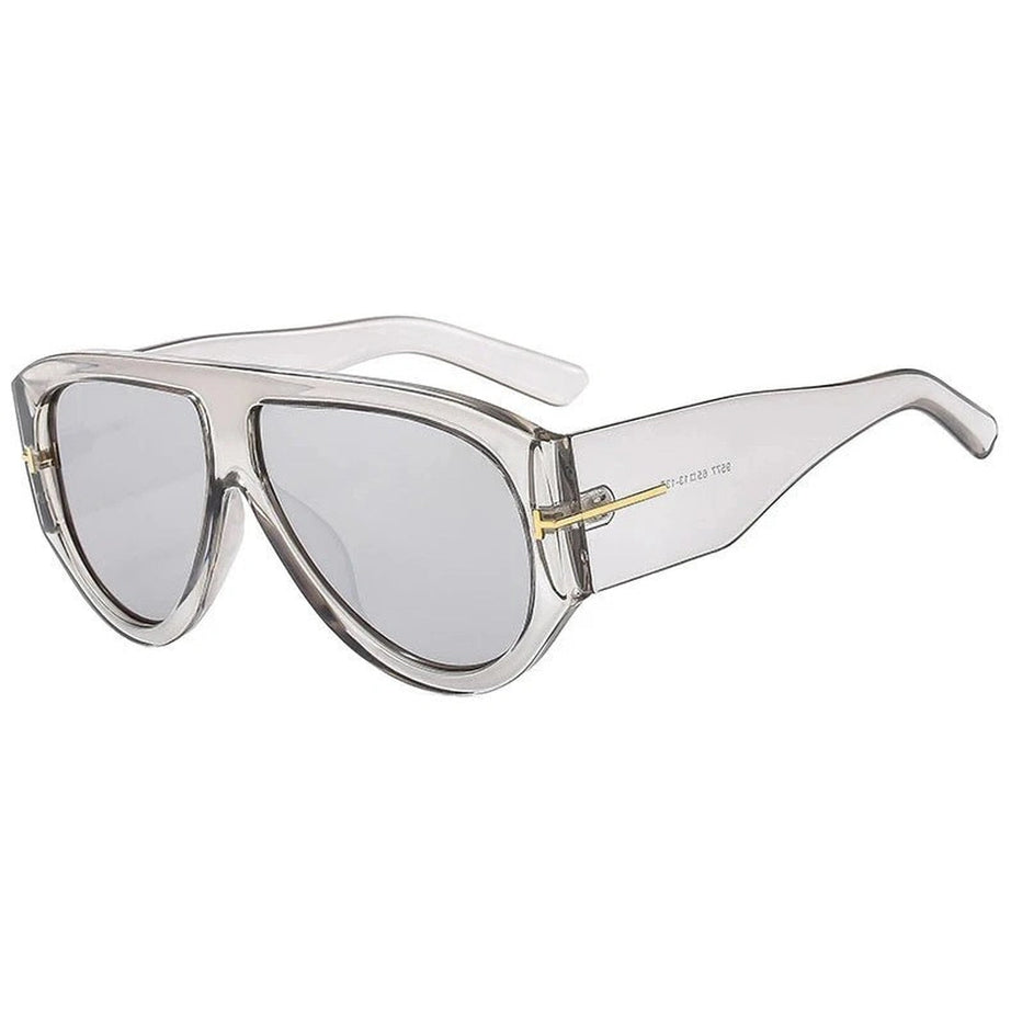Retro Oversized Pilot Sunglasses Silver Gray picture color Shoptery