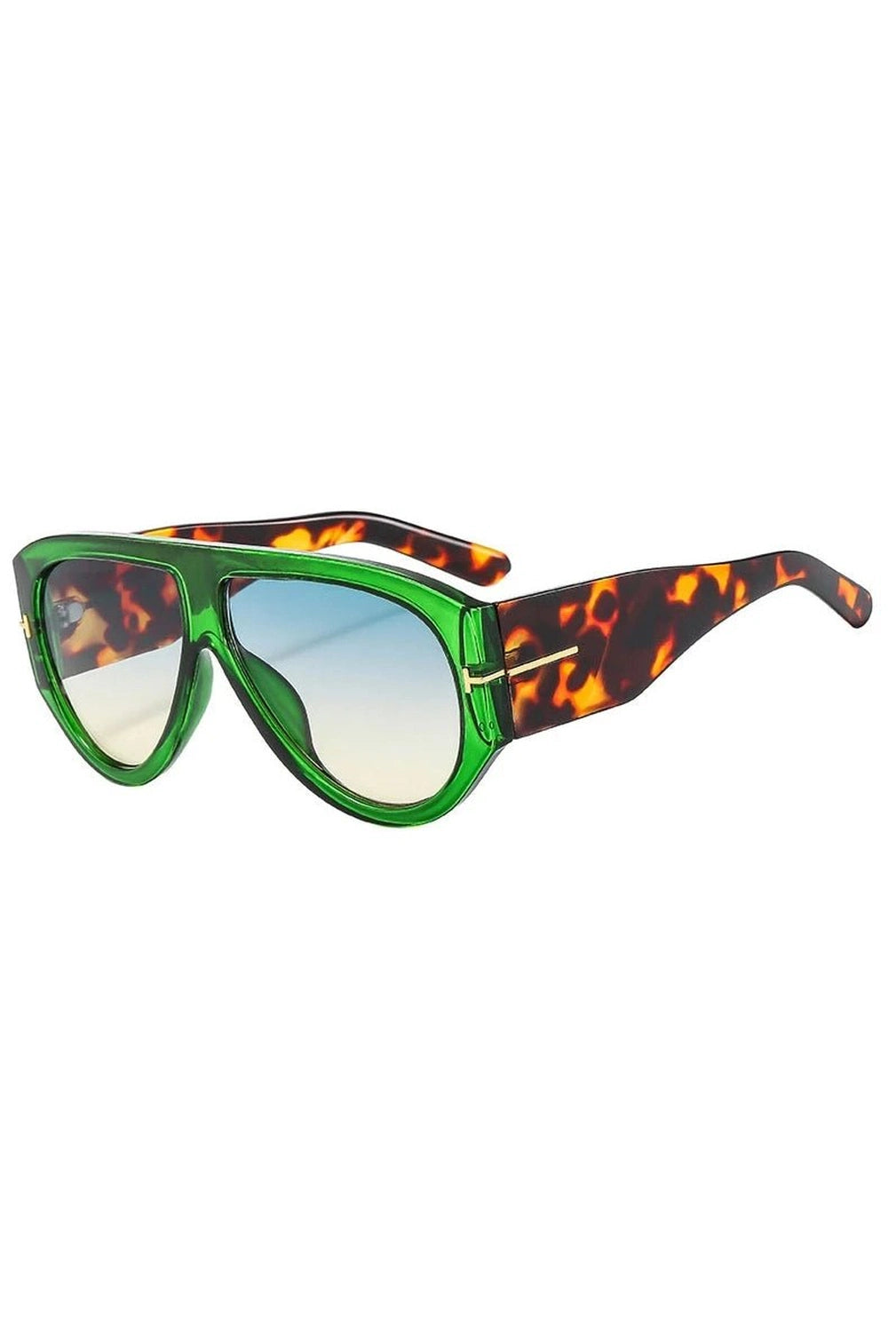 Retro Oversized Pilot Sunglasses Green Leopard picture color Shoptery