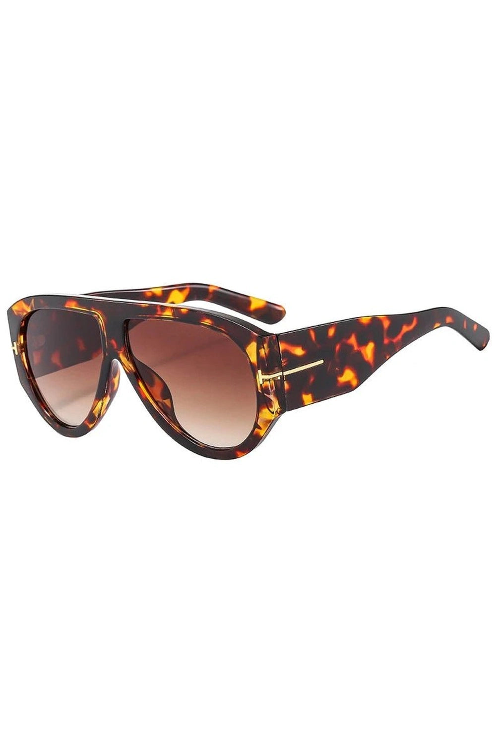 Retro Oversized Pilot Sunglasses Leopard Tea picture color Shoptery