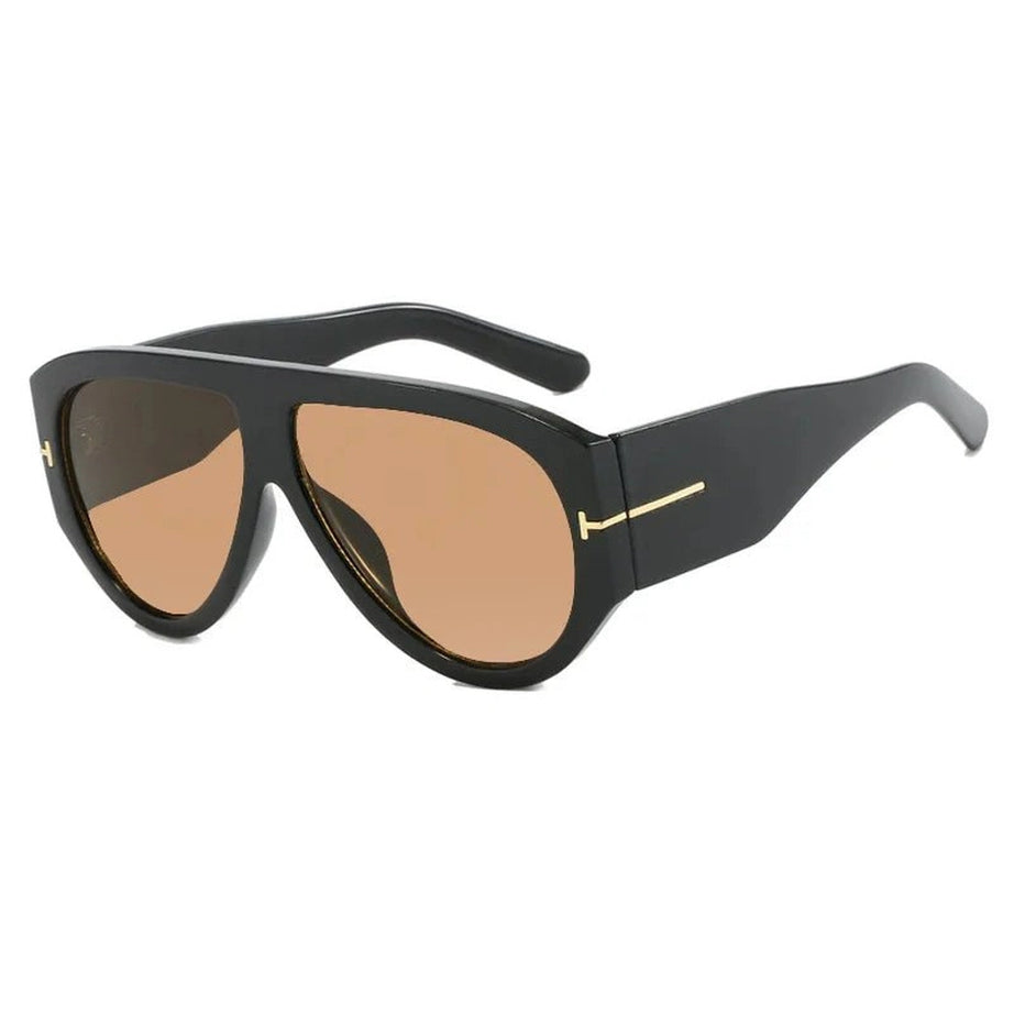 Retro Oversized Pilot Sunglasses Black Tea picture color Shoptery