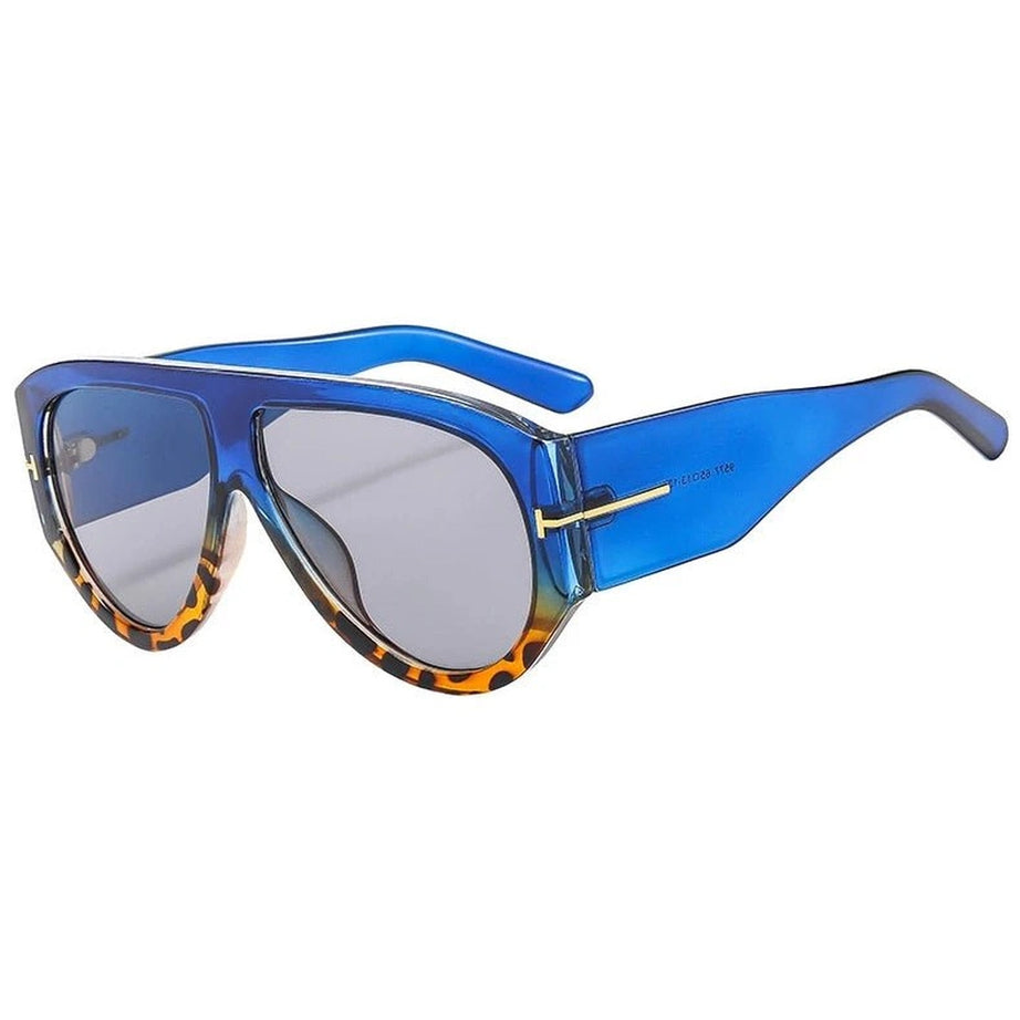 Retro Oversized Pilot Sunglasses Blue Gray picture color Shoptery