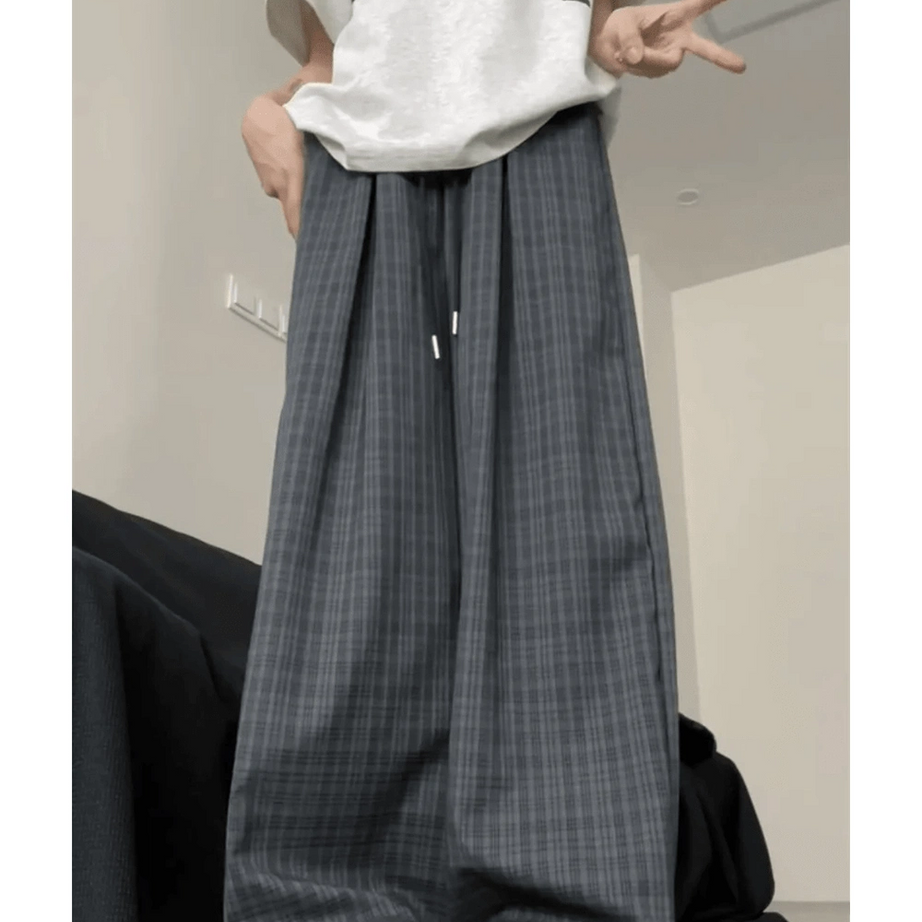 Retro Oversized Plaid Slouchy Pants Shoptery