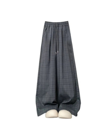 Oversized Plaid Slouchy Pants - Pants