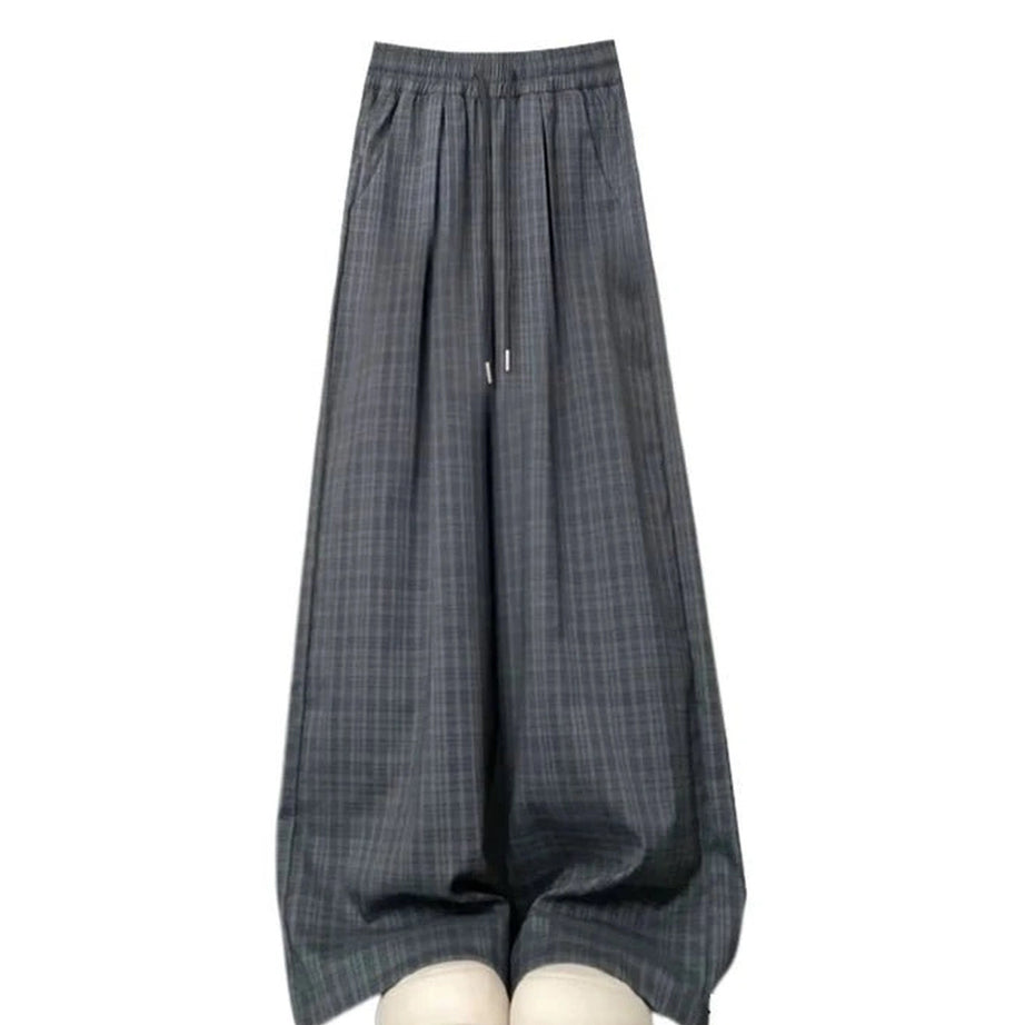 Retro Oversized Plaid Slouchy Pants Picture Color Shoptery
