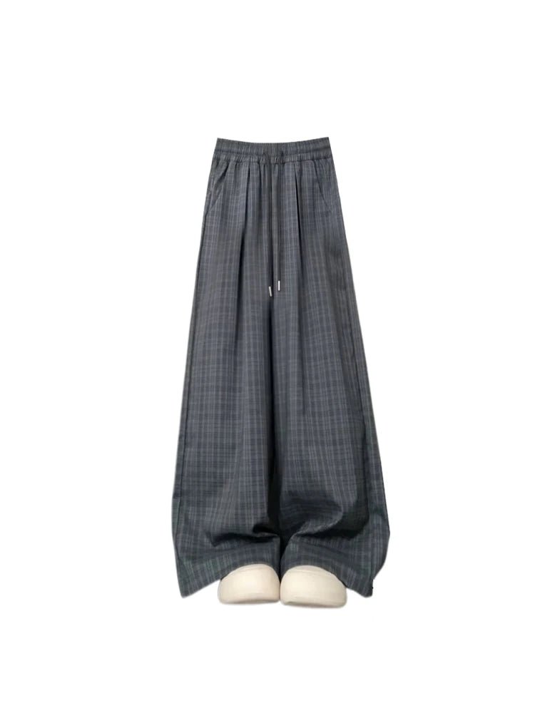 Oversized Plaid Slouchy Pants - Pants