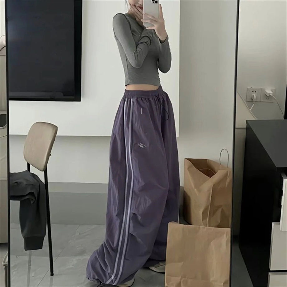 Y2k Oversized Retro Track Pants PURPLE Shoptery