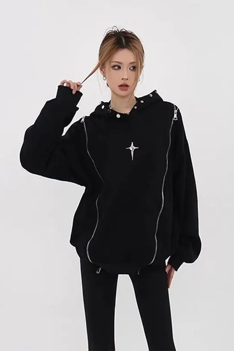 Oversized Starline Zip - Up Hoodie - 