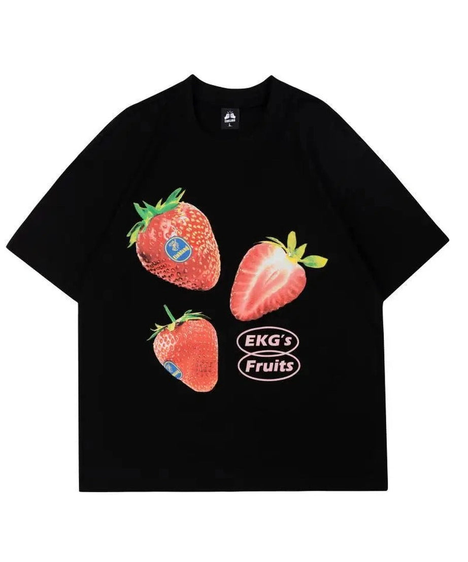 Oversized Strawberry Graphic T - Shirt - T - Shirts