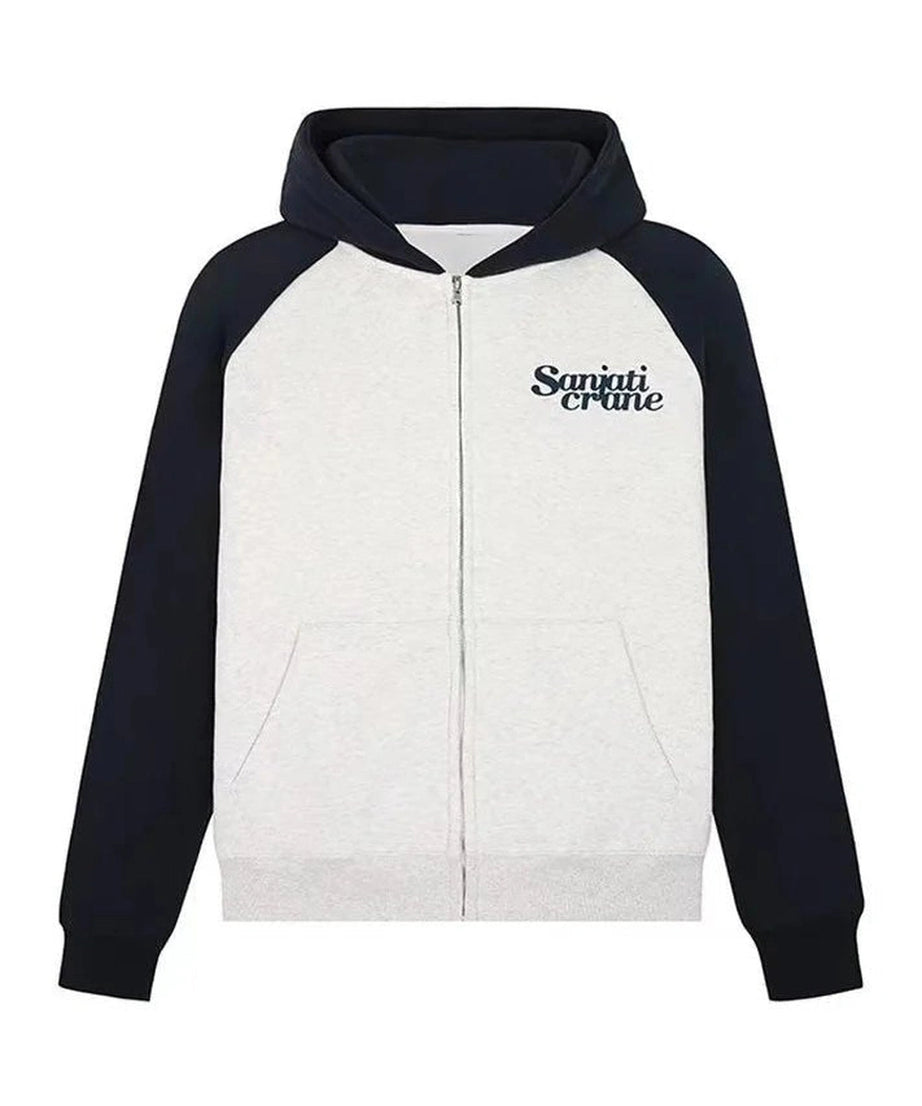 Oversized Two - Tone Zip - Up Hoodie - Hoodies