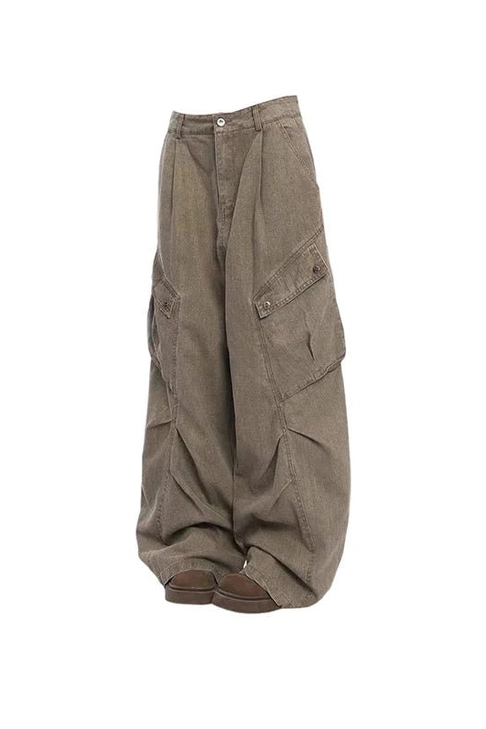 Y2k Oversized Utility Cargo Pants Brown Shoptery