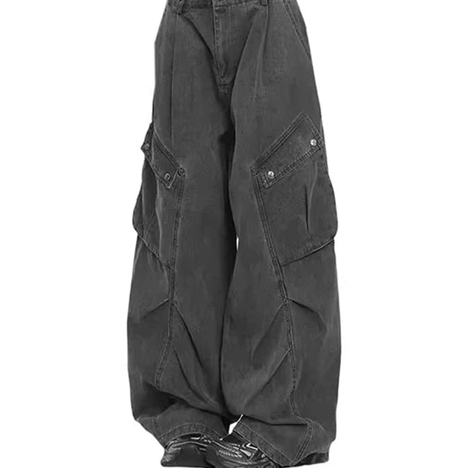Y2k Oversized Utility Cargo Pants Black Shoptery