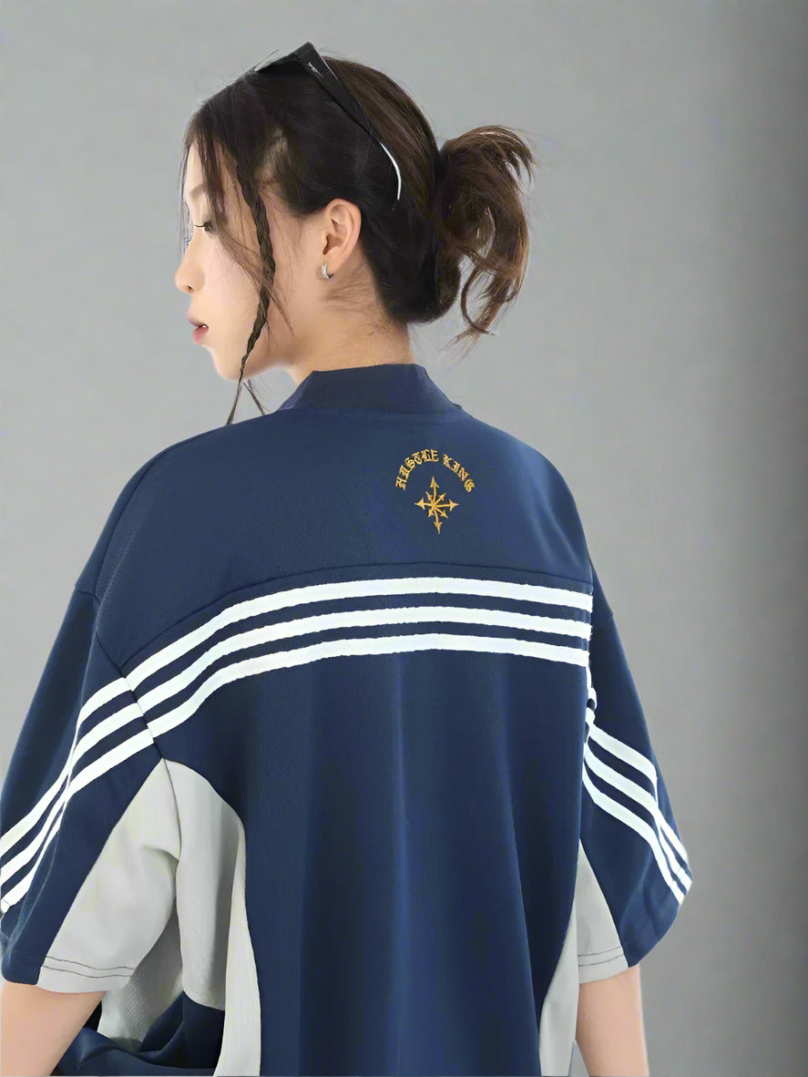 Edgy Oversized Varsity Sport Jersey Top Shoptery