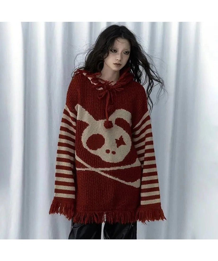 Panda Punk Fringed Sweater - 