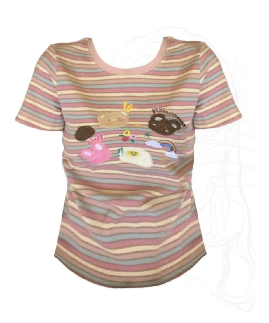 Pastel Breakfast Striped Top - Shirts & Tops