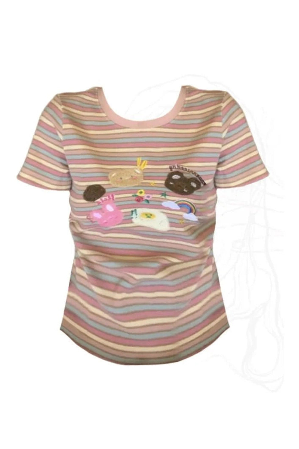 Pastel Breakfast Striped Top - Shirts & Tops